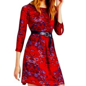 Lucky Brand Dress Floral Cottage Core Red 3/4 Sleeve Casual Career Feminine S